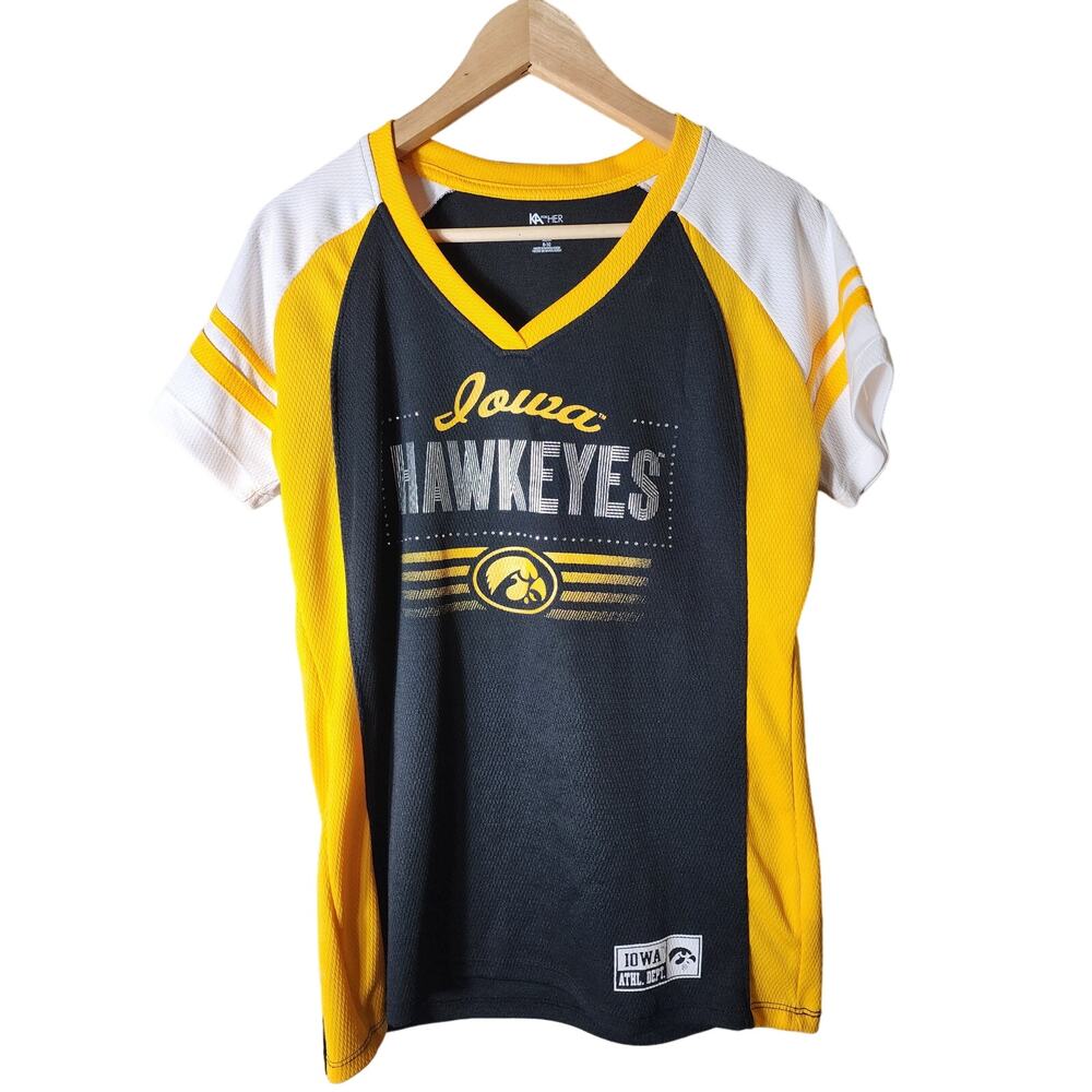 IOWA HAWKEYES Women's Black and Gold Sporty Active Sequins Blingy Top SZ M